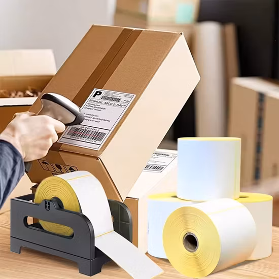 Top Coated Self Adhesive Paper Semi Glossy Sticker Direct Thermal Label Adhesive Sticker Label Material Jumbo Roll